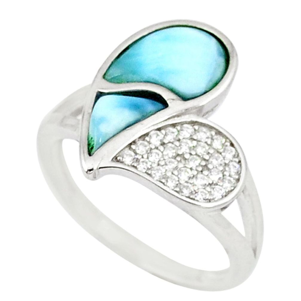 925 sterling silver natural blue larimar topaz ring jewelry size 7 a46896