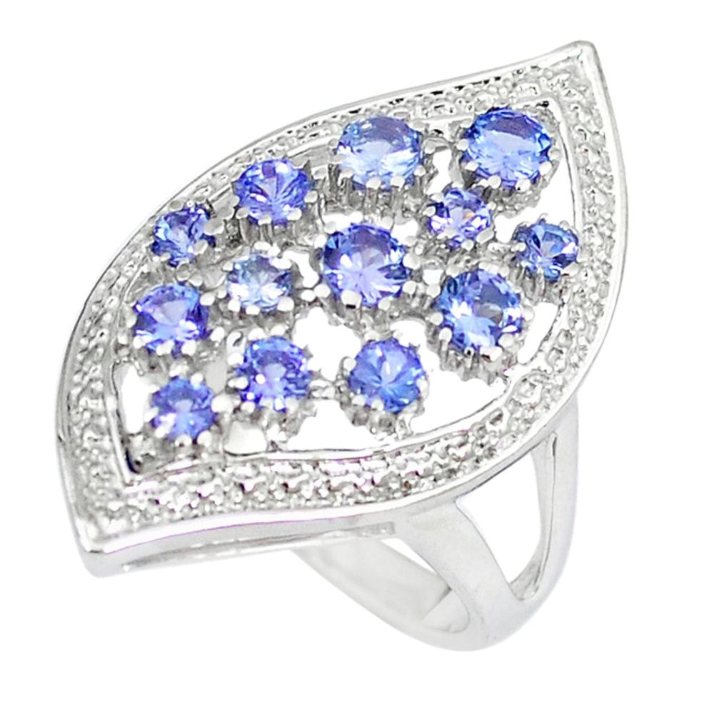 Natural blue tanzanite 925 sterling silver ring jewelry size 8 a47181