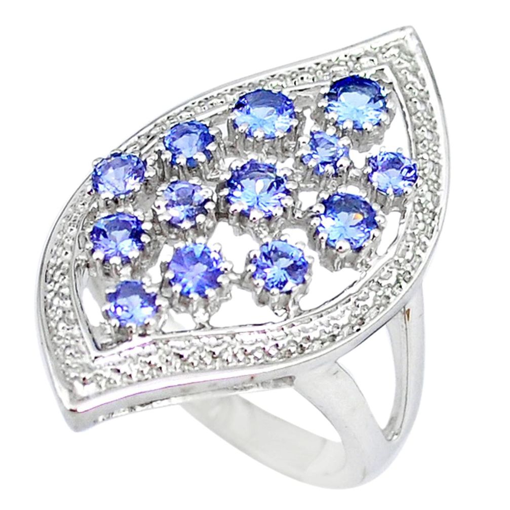 Natural blue tanzanite 925 sterling silver ring jewelry size 7 a47183