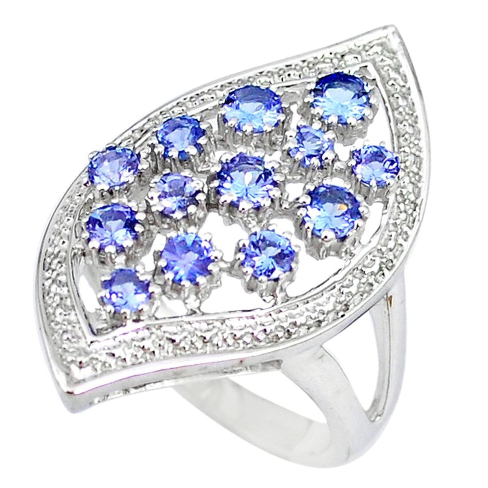 Natural blue tanzanite 925 sterling silver ring jewelry size 8 a47185