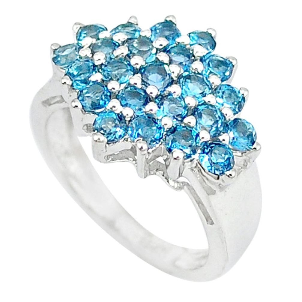 Natural blue topaz 925 sterling silver ring jewelry size 5 a47196