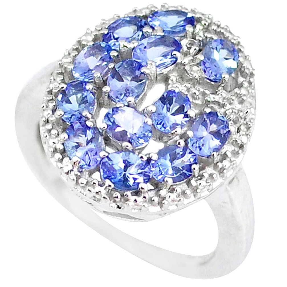 Natural blue tanzanite topaz 925 sterling silver ring size 7.5 a47487