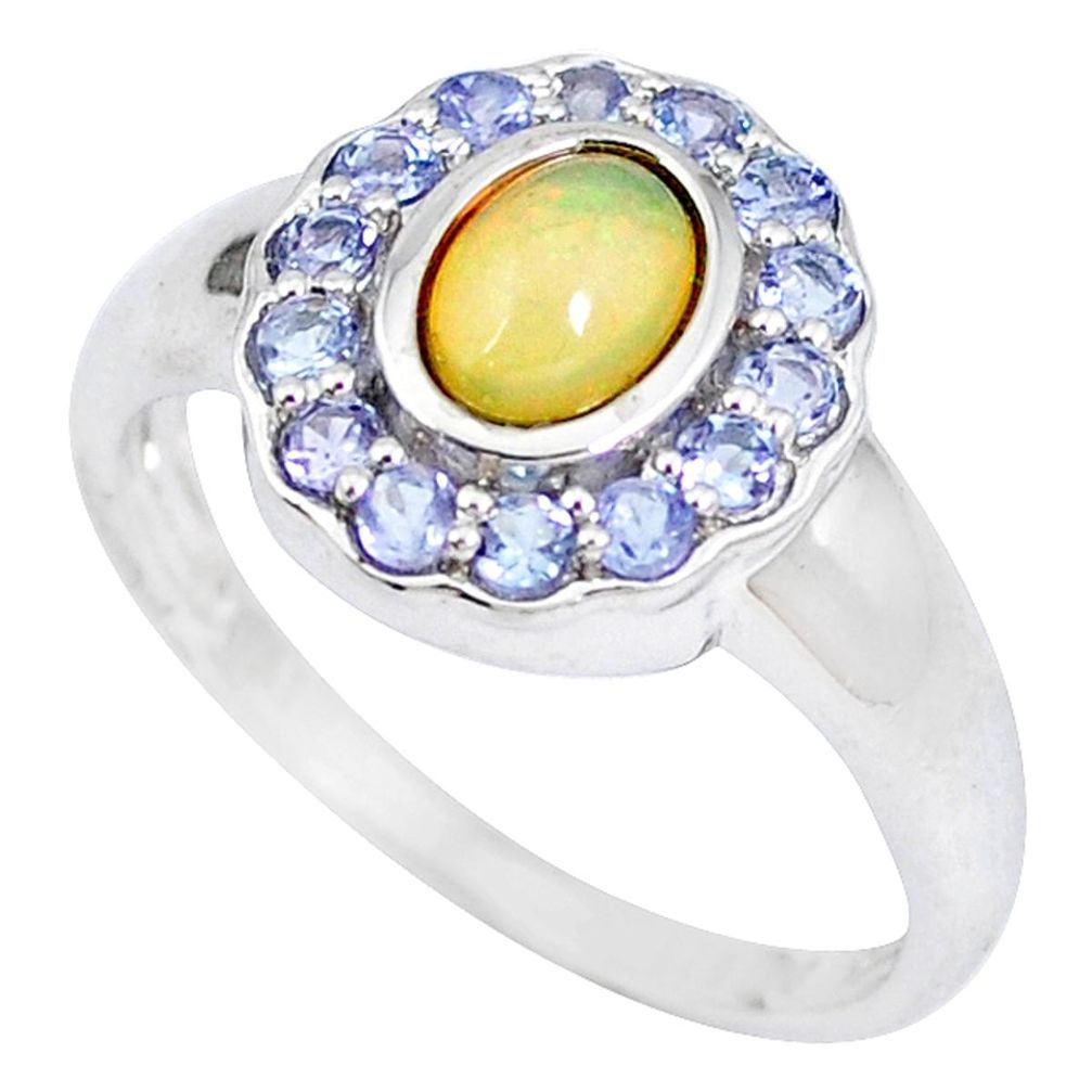 Natural multi color ethiopian opal 925 silver ring jewelry size 10 a47516