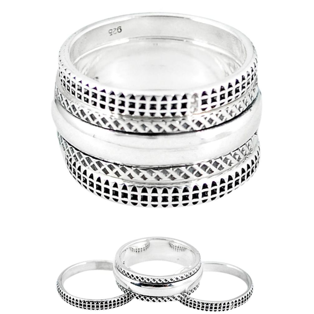 5 band bali style solid 925 silver stackable band 3 rings size 6.5 a47825