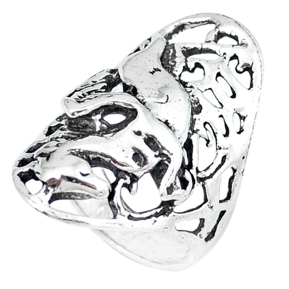 Indonesian bali style solid 925 sterling silver horse ring size 5.5 a48144