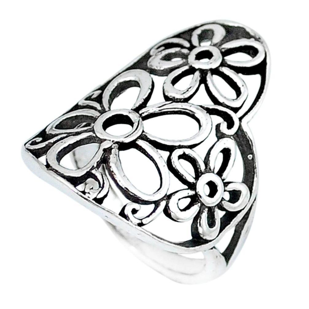 925 silver indonesian bali style solid flower ring jewelry size 5 a48145