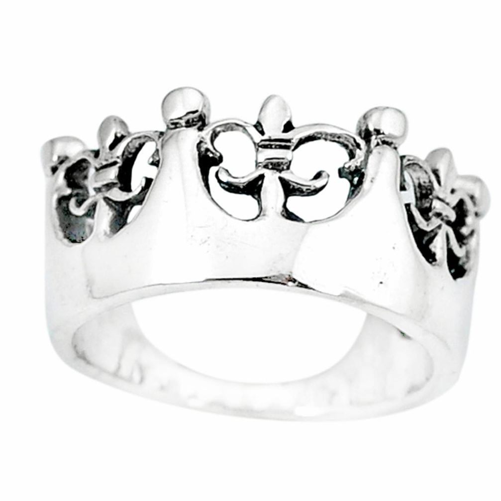 Indonesian bali style solid 925 sterling silver crown ring size 5.5 a48151