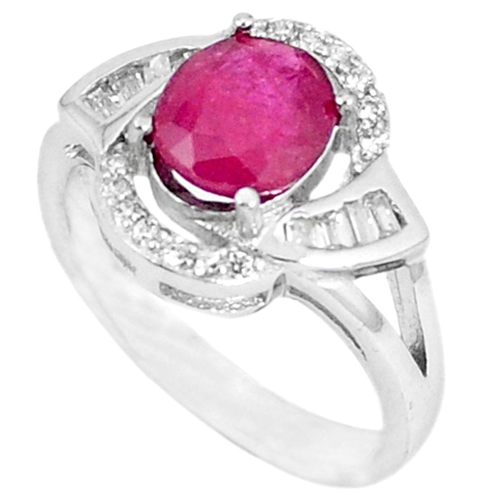 Natural red ruby topaz 925 sterling silver ring jewelry size 7 a48439