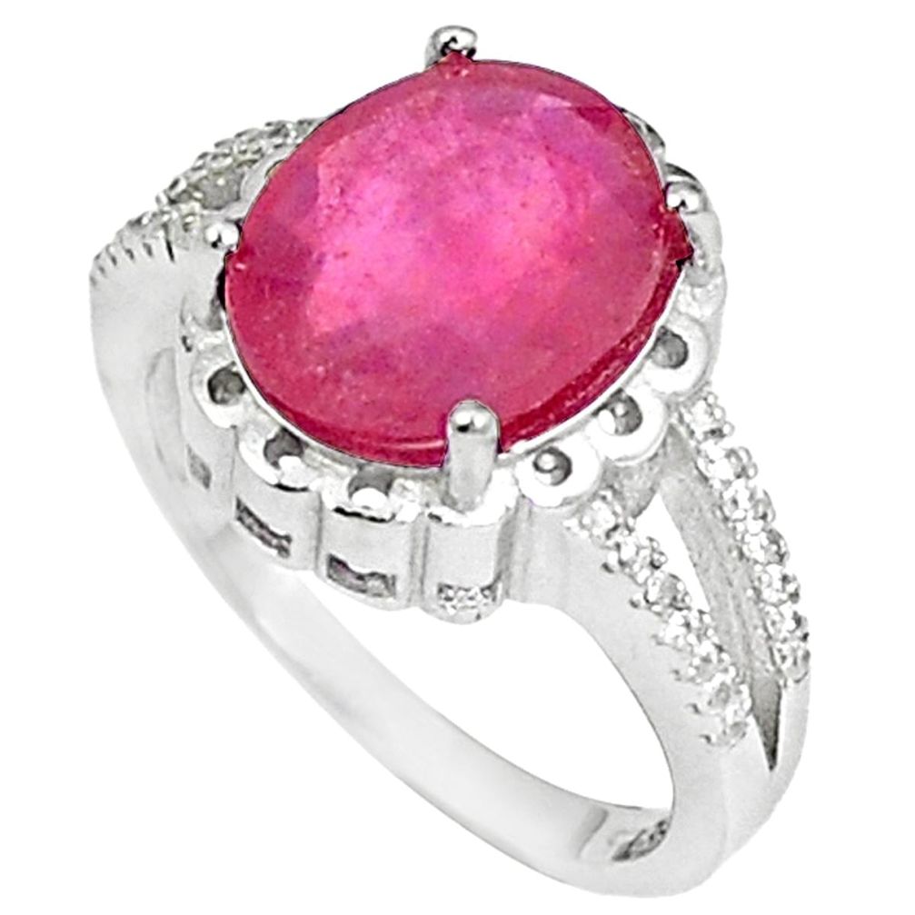 Natural red ruby topaz 925 sterling silver ring jewelry size 5.5 a48478