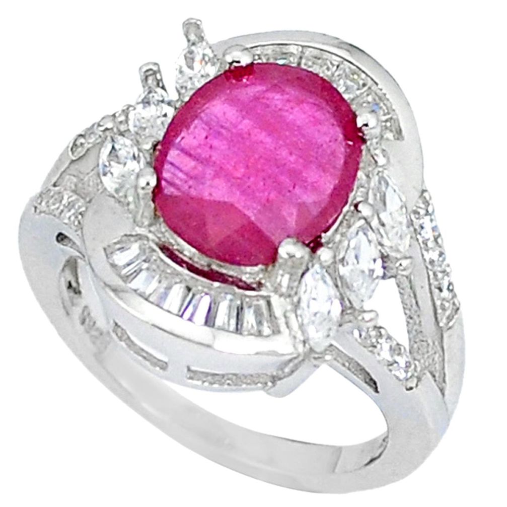 Natural red ruby topaz 925 sterling silver ring jewelry size 5.5 a48480