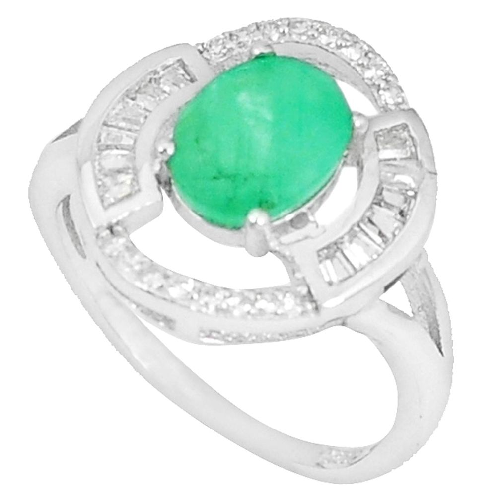 Natural green emerald topaz 925 sterling silver ring size 8 a48481