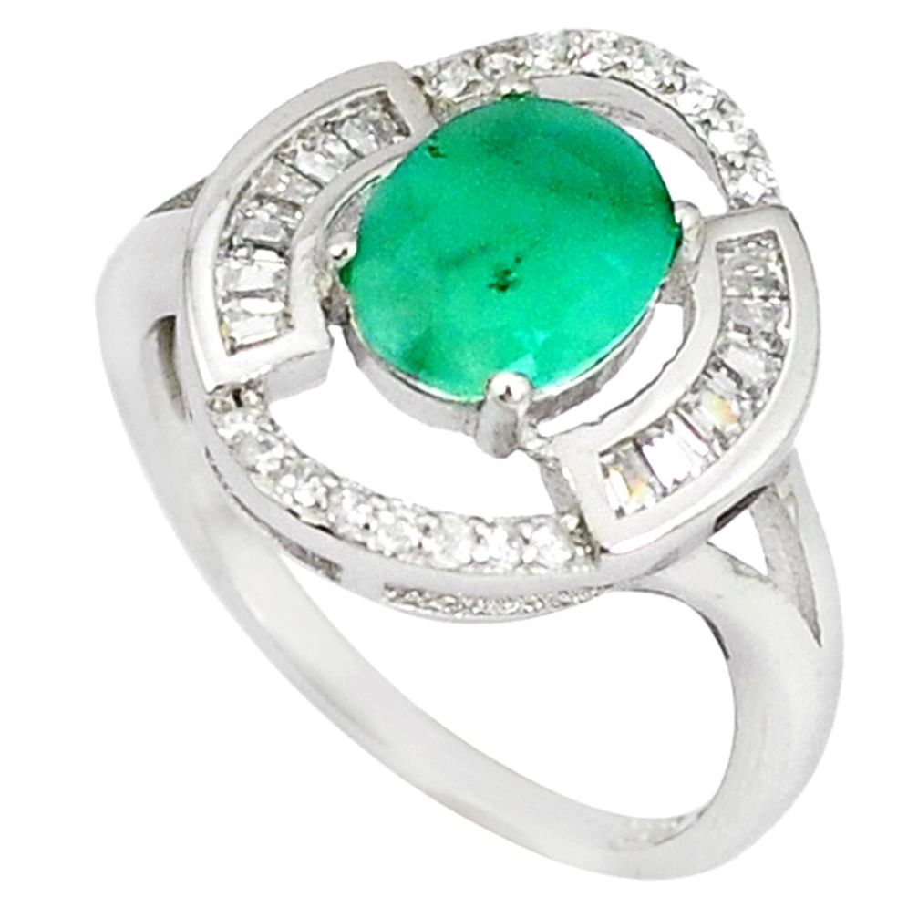 Natural green emerald topaz 925 sterling silver ring size 9 a48522