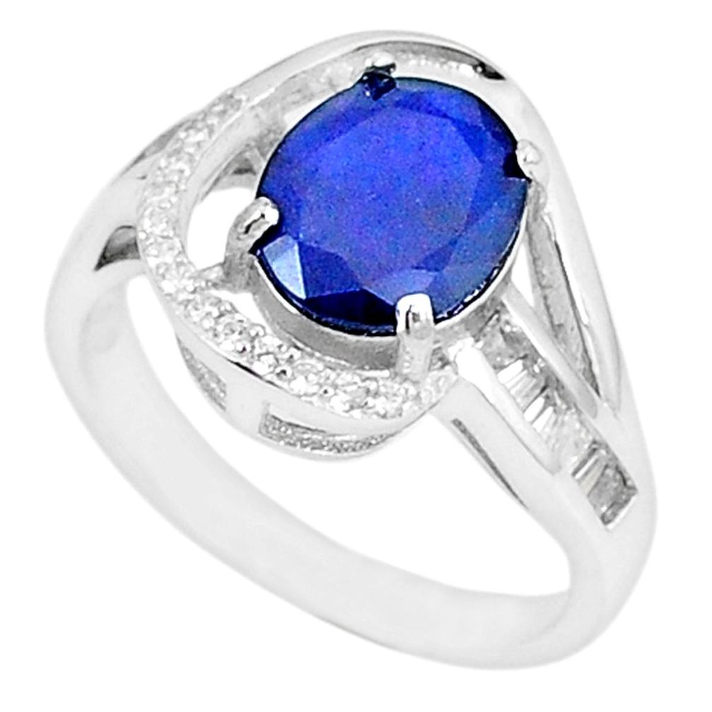 Natural blue sapphire topaz 925 sterling silver ring jewelry size 7.5 a48571