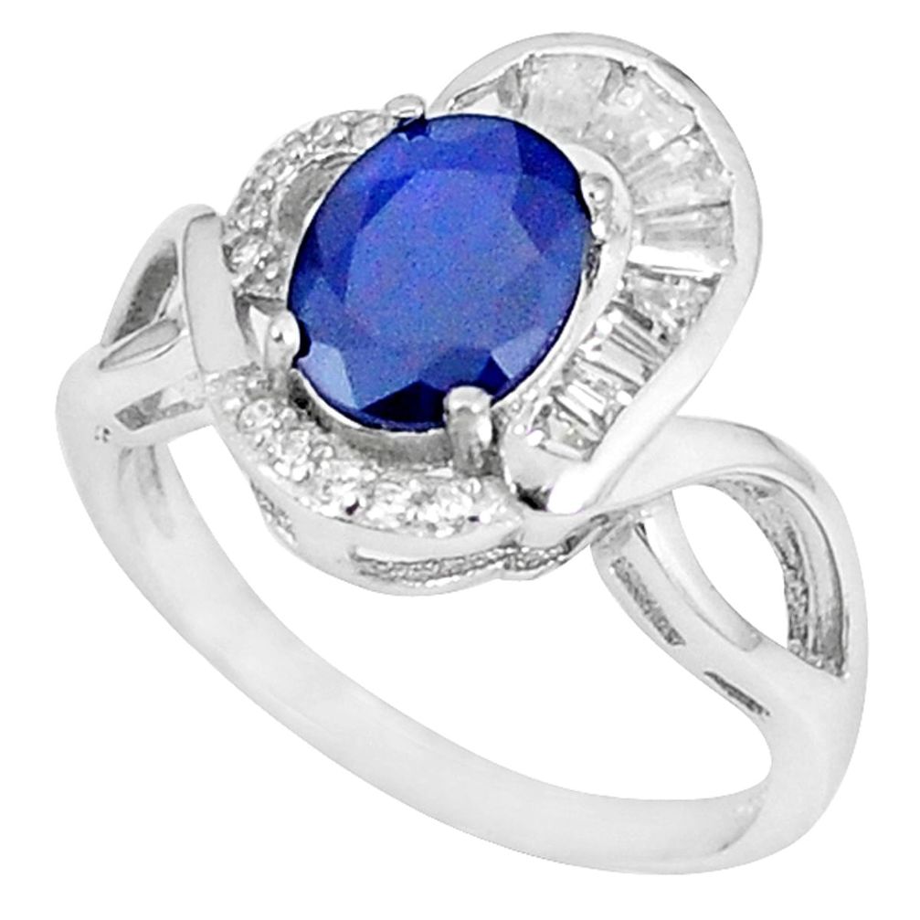 Natural blue sapphire topaz 925 sterling silver ring jewelry size 9 a48600