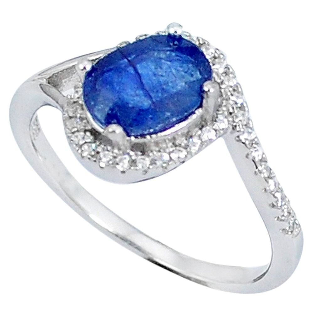 Natural blue sapphire topaz 925 sterling silver ring jewelry size 7.5 a48626