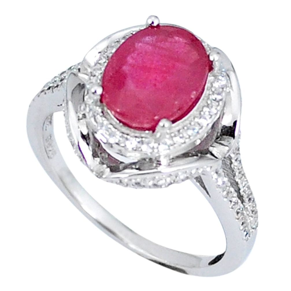 Clearance Sale-5.28cts natural red ruby topaz 925 sterling silver ring jewelry size 8 a48654