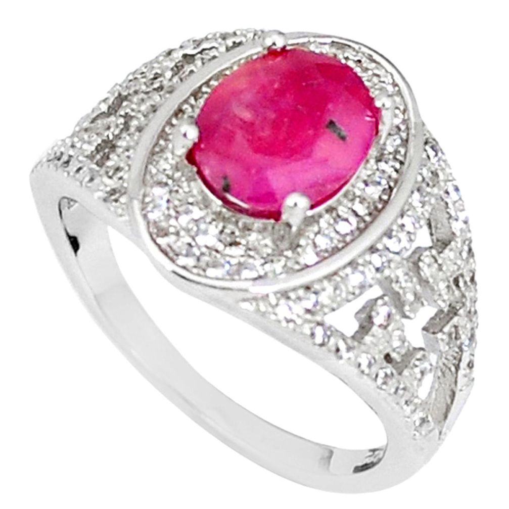 Natural red ruby topaz 925 sterling silver ring jewelry size 7 a48695