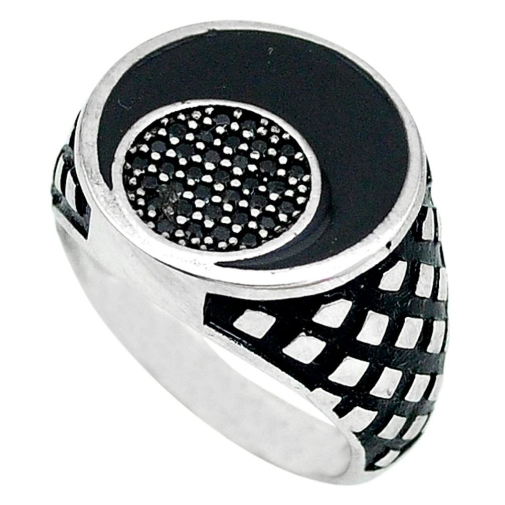 Natural black topaz 925 sterling silver mens ring jewelry size 8.5 a48772