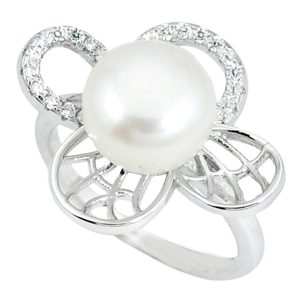 Clearance Sale-Natural white pearl topaz 925 sterling silver ring size 5.5 a49257
