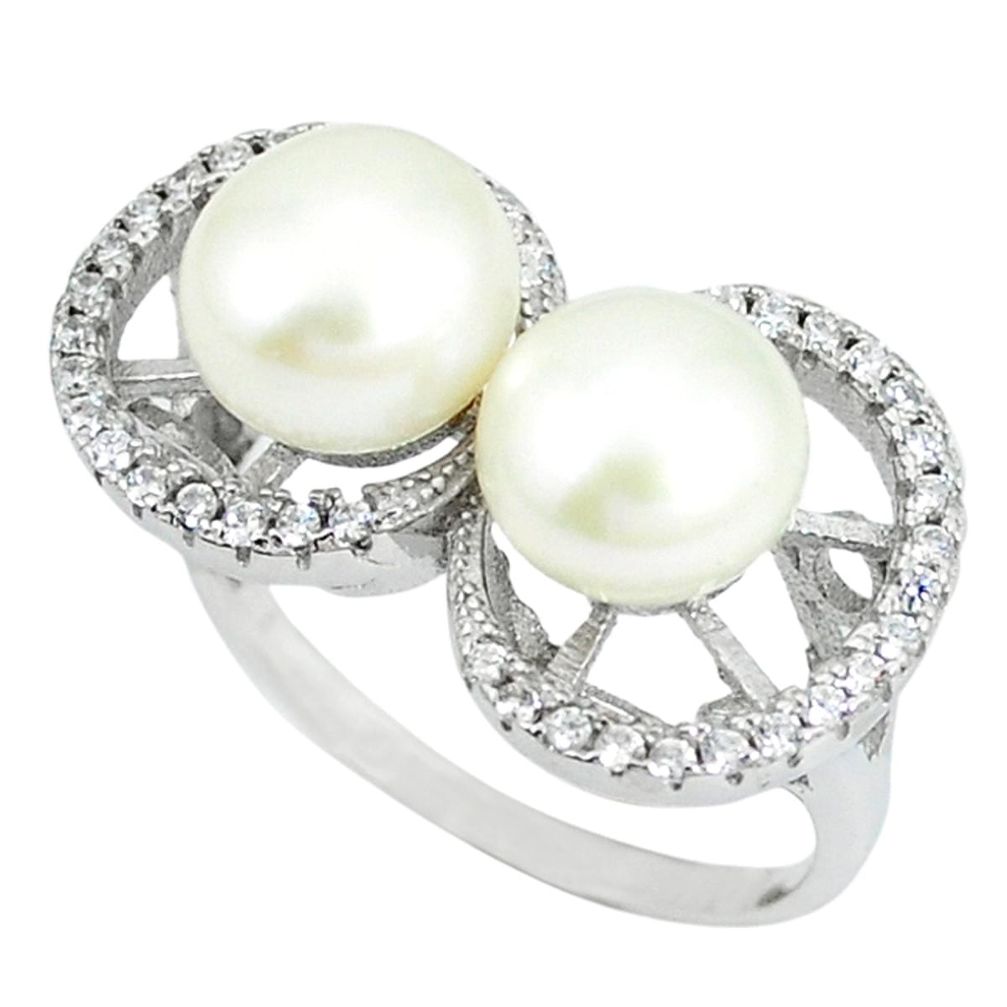 Clearance Sale-Natural white pearl topaz 925 sterling silver ring jewelry size 8.5 a49278