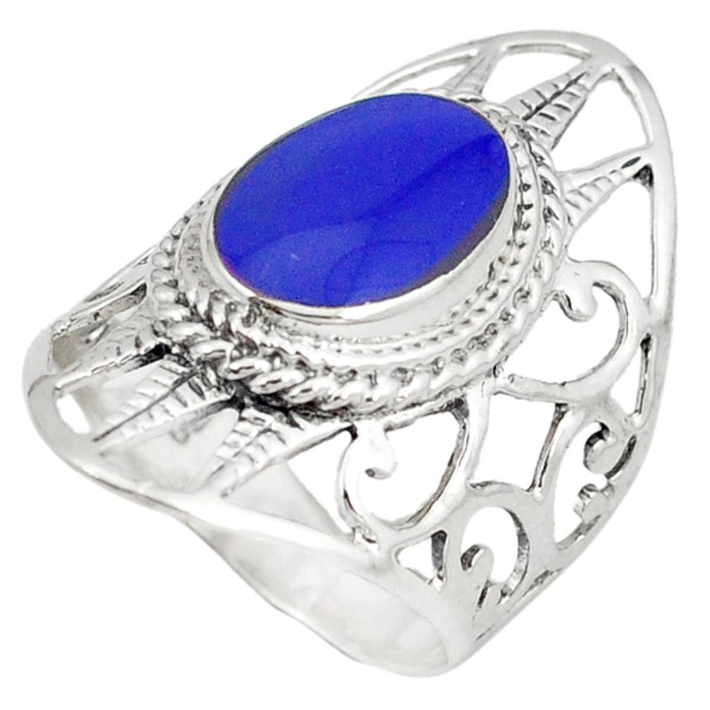 Clearance Sale-Natural blue lapis lazuli 925 sterling silver ring jewelry size 7 a50260