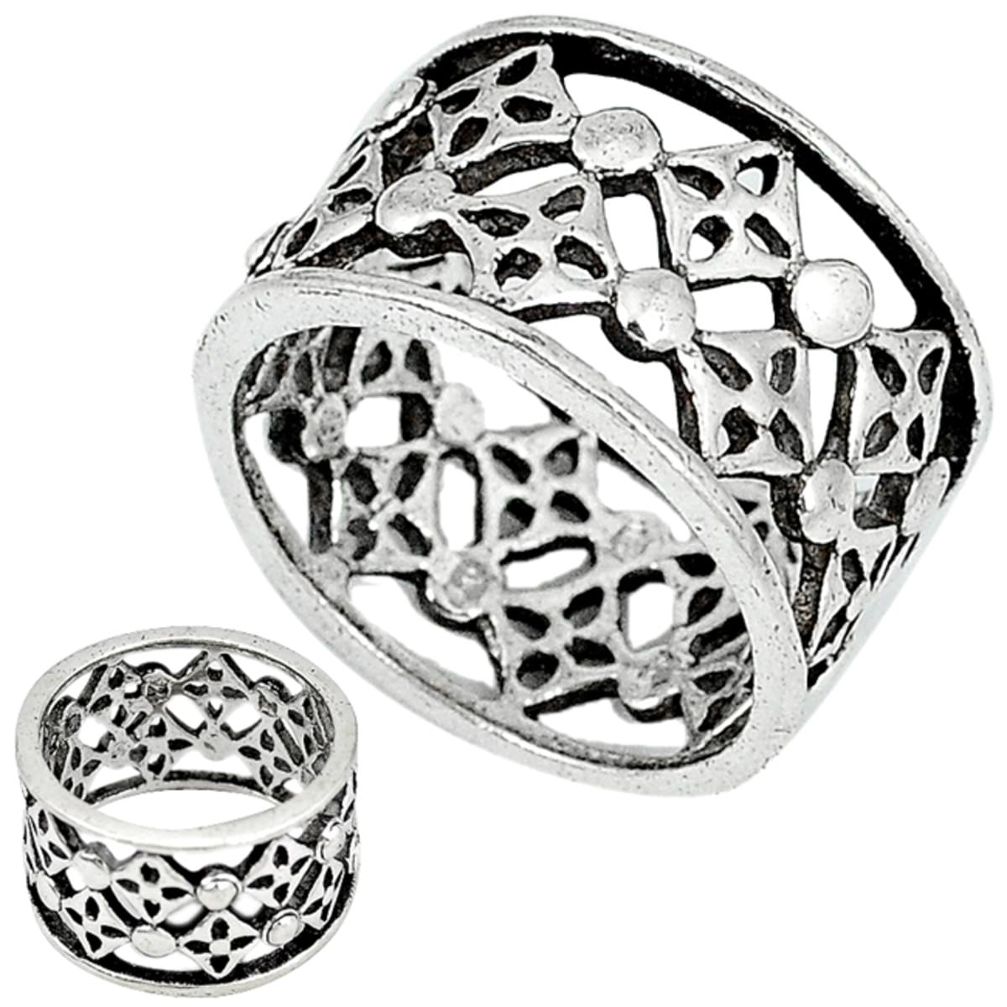 Clearance Sale-925 sterling silver indonesian bali style solid band ring size 6.5 a50340