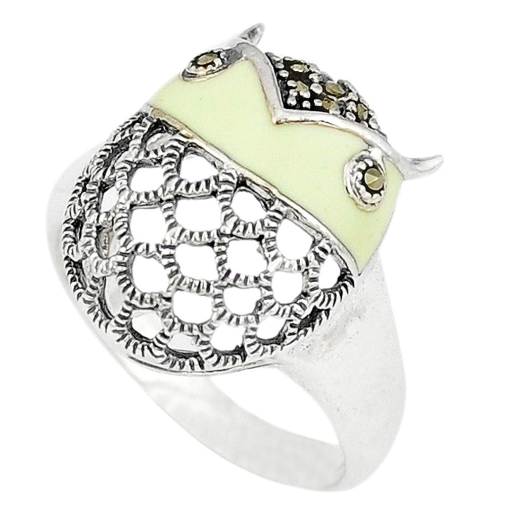 Clearance Sale-Swiss marcasite enamel 925 sterling silver ring jewelry size 6.5 a51197