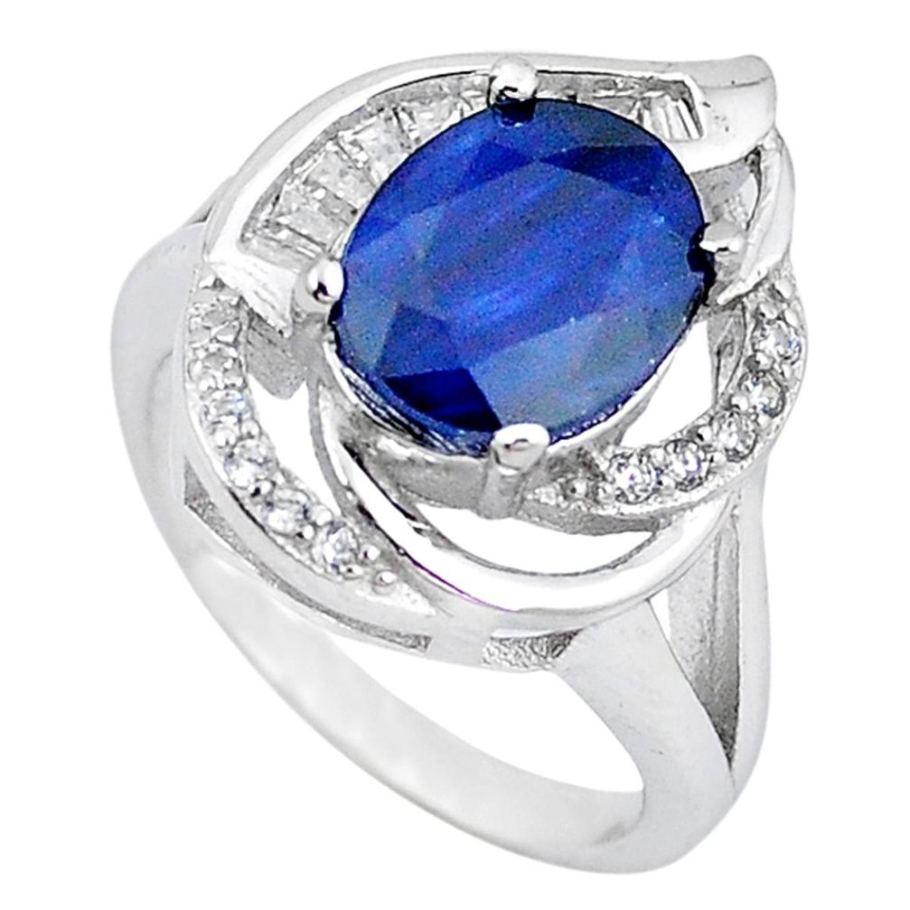 Natural blue sapphire topaz 925 sterling silver ring jewelry size 6 a52675