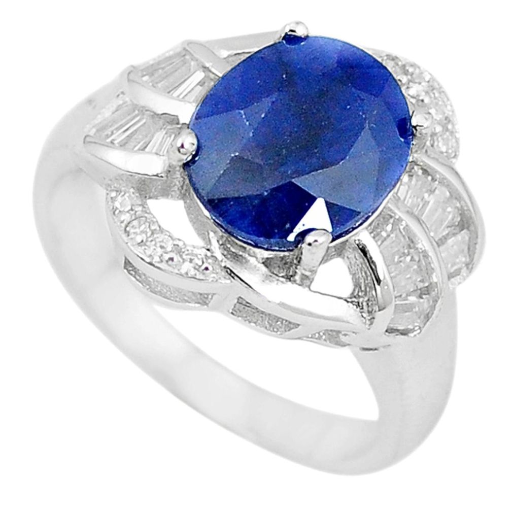 Natural blue sapphire topaz 925 sterling silver ring jewelry size 7 a52689