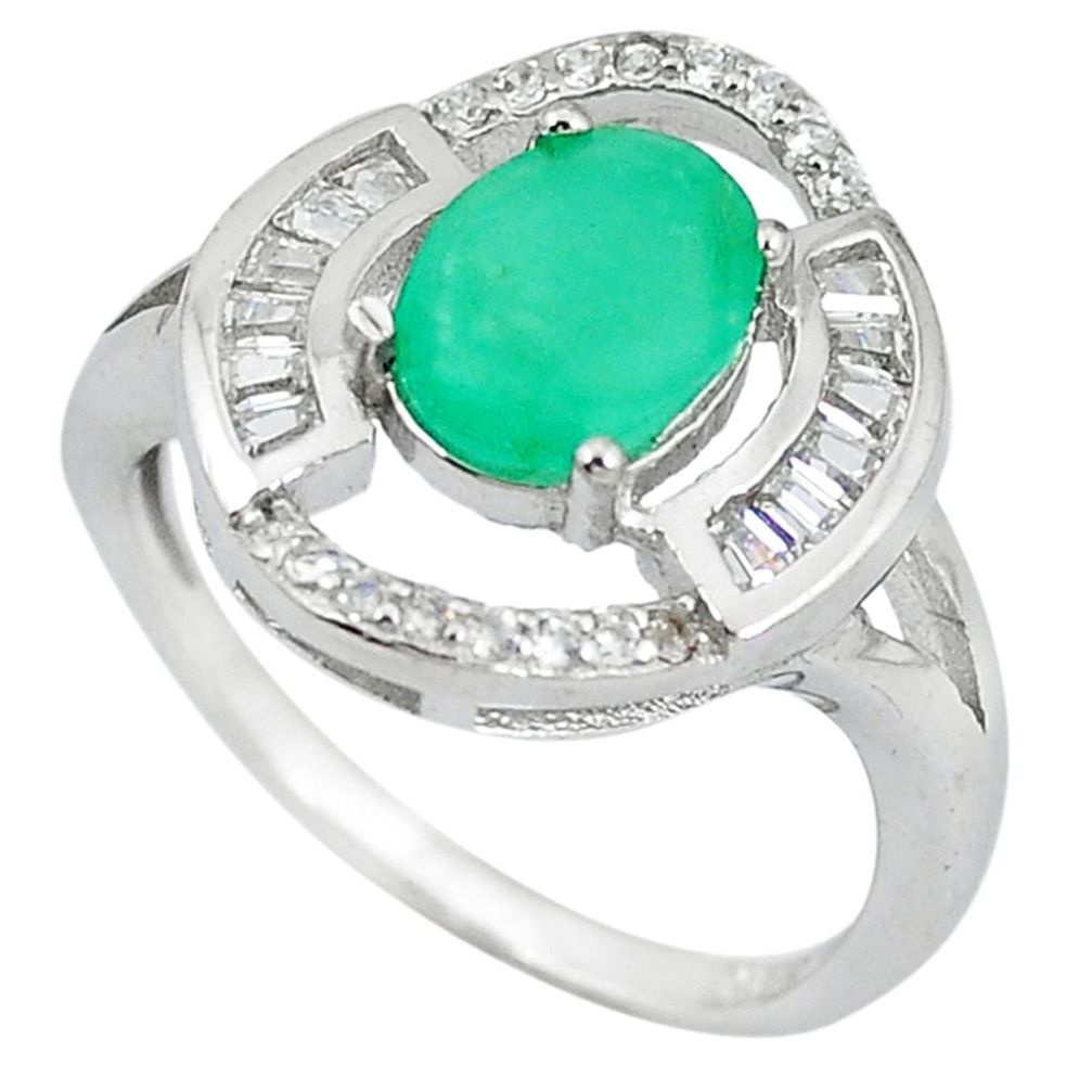 Clearance Sale-Natural green emerald topaz 925 sterling silver ring size 8 a52731