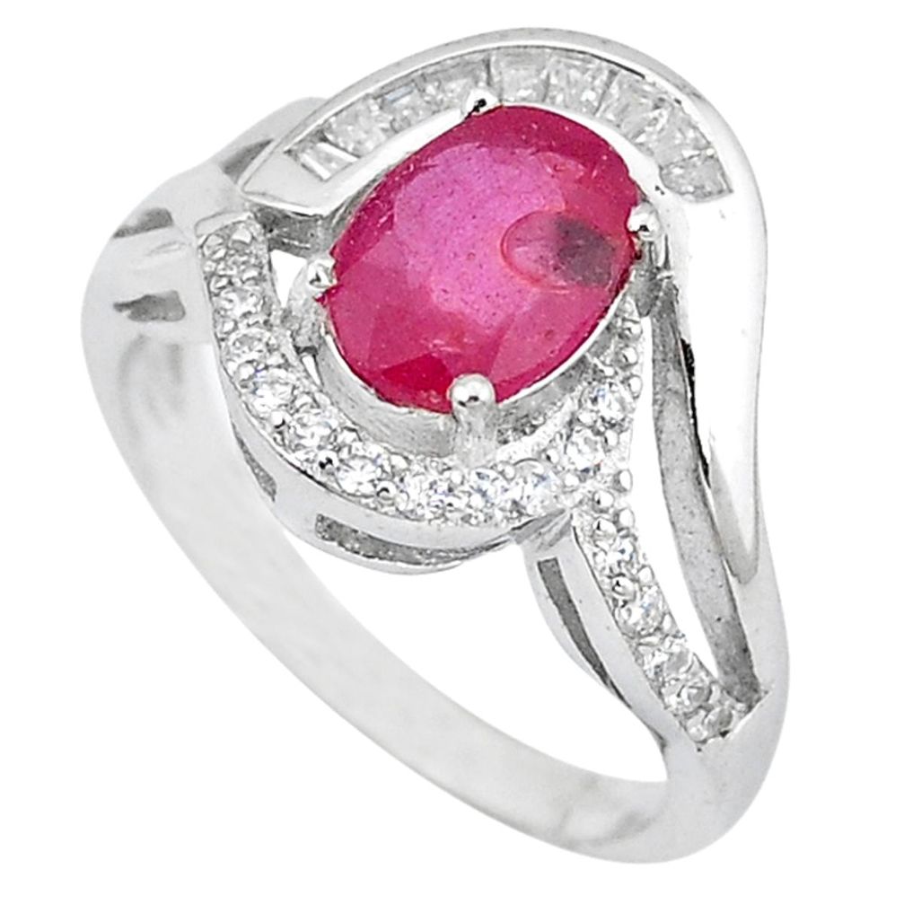 Clearance Sale-Natural red ruby topaz 925 sterling silver ring jewelry size 8 a52776