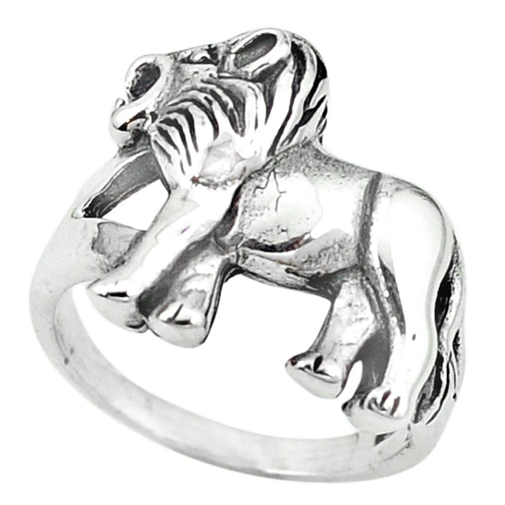 Clearance Sale-Indonesian bali style solid 925 sterling silver lion charm ring size 6 a53022