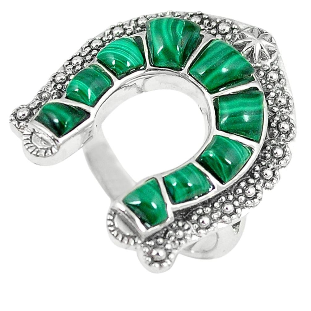 Clearance Sale-Southwestern natural malachite (pilot's stone) 925 silver ring size 7.5 a54493