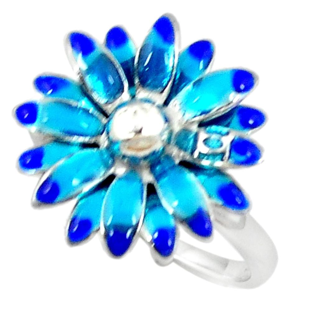 Clearance Sale-Multi color enamel 925 sterling silver flower ring jewelry size 9 a56246