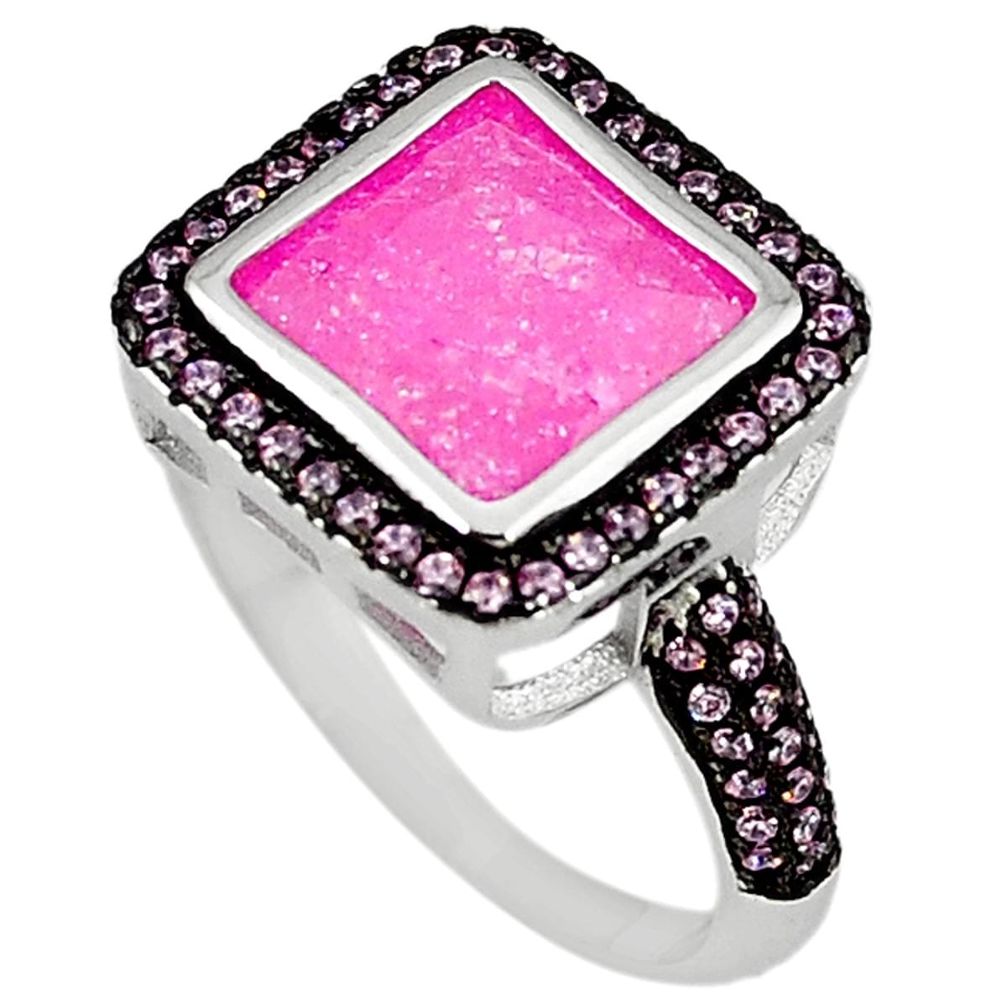 Clearance Sale-925 sterling silver pink crack crystal topaz ring jewelry size 7.5 a56356