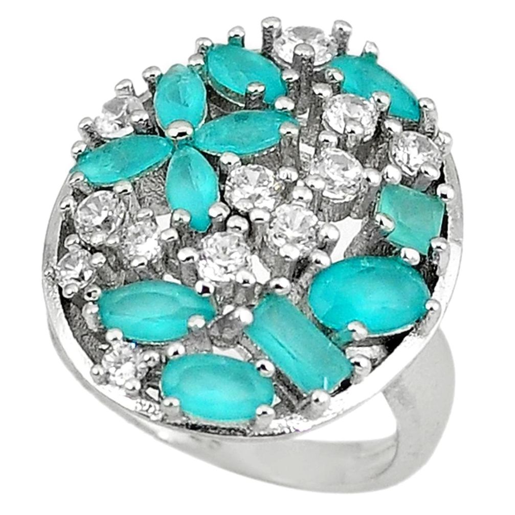 Clearance Sale-Aqua chalcedony topaz 925 sterling silver ring size 6.5 a56463