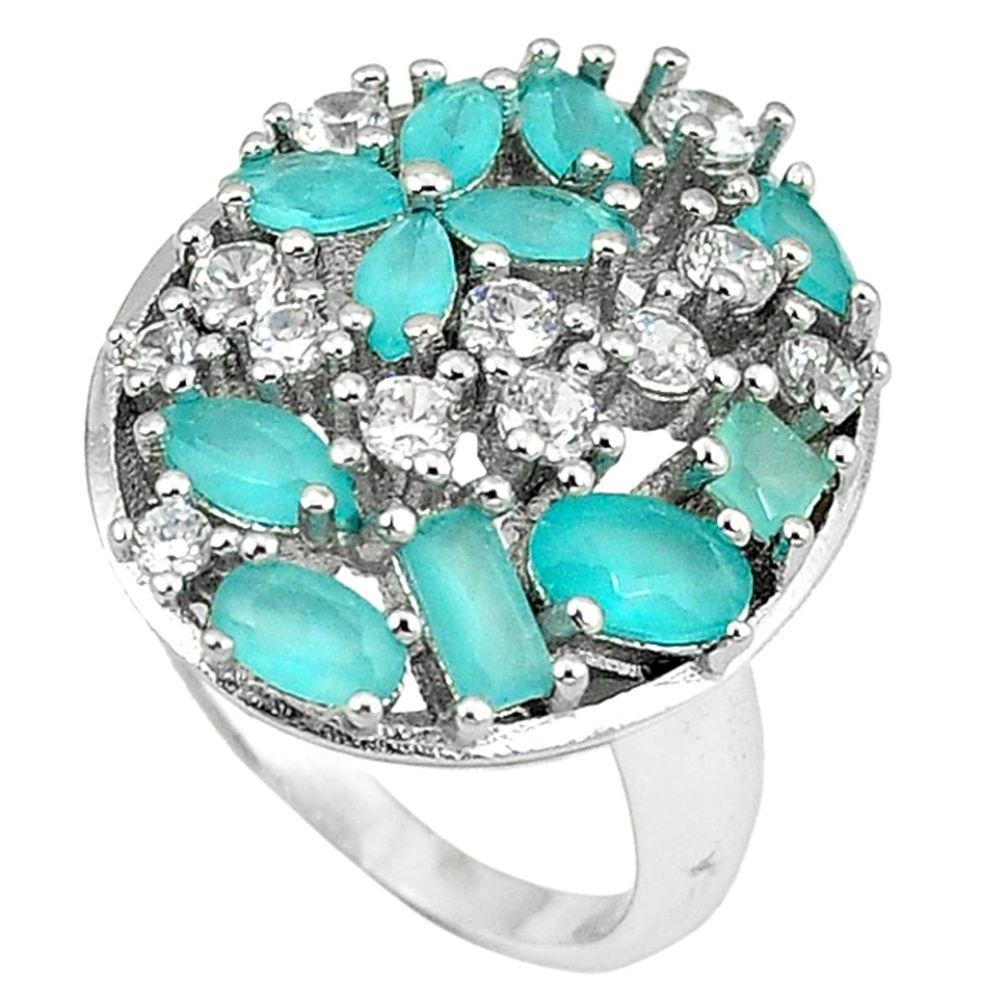 Clearance Sale-Aqua chalcedony topaz 925 sterling silver ring jewelry size 7.5 a56517