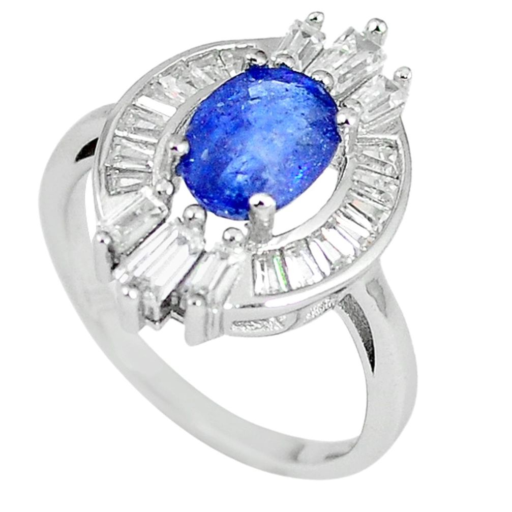 Clearance Sale-925 sterling silver natural blue sapphire topaz ring jewelry size 7.5 a57153