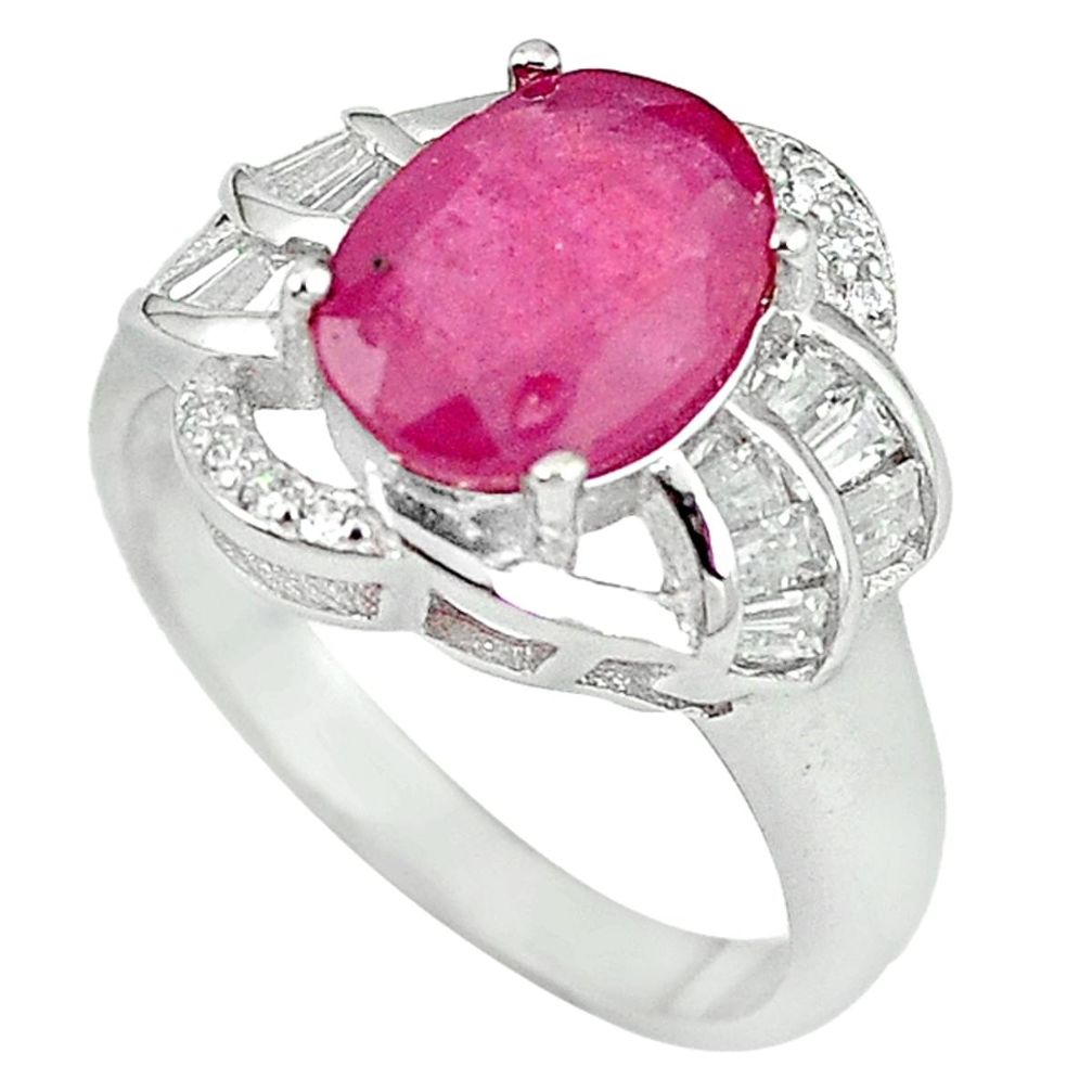 Clearance Sale-Natural red ruby white topaz 925 sterling silver ring jewelry size 8 a57545