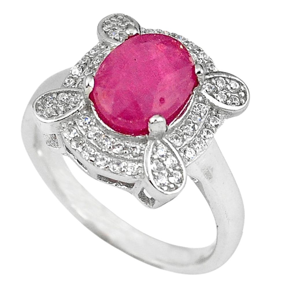 Clearance Sale-Natural red ruby topaz 925 sterling silver ring jewelry size 8 a57619