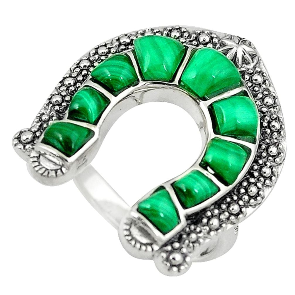 Clearance Sale-Southwestern natural malachite (pilot's stone) 925 silver ring size 7.5 a58432