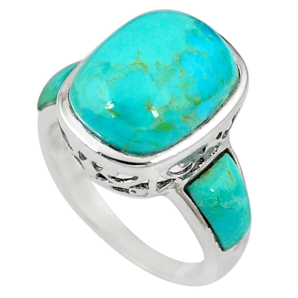 Blue copper turquoise 925 sterling silver ring jewelry size 7.5 a58481