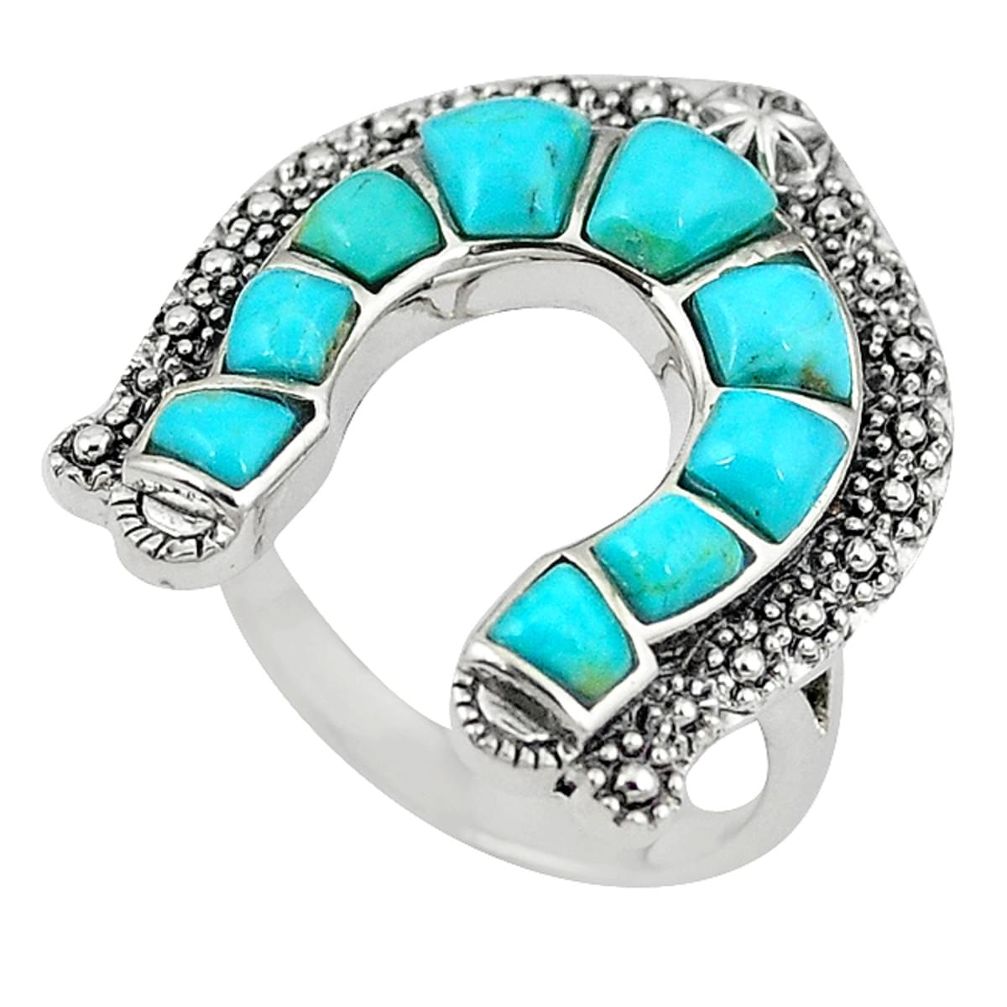 Clearance Sale-Multi color copper turquoise 925 sterling silver ring size 8.5 a58498