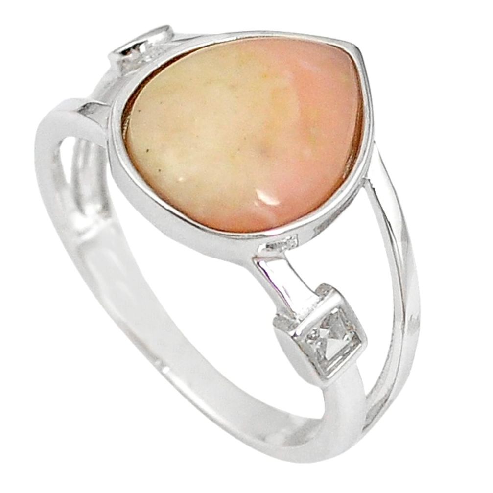 Natural pink opal topaz 925 sterling silver ring jewelry size 8.5 a59019