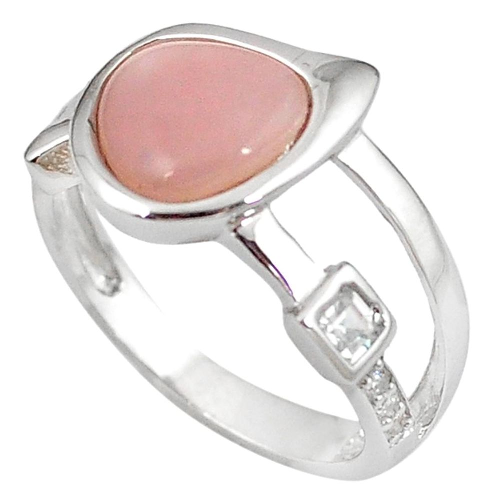 Natural pink opal topaz 925 sterling silver ring jewelry size 7 a59062