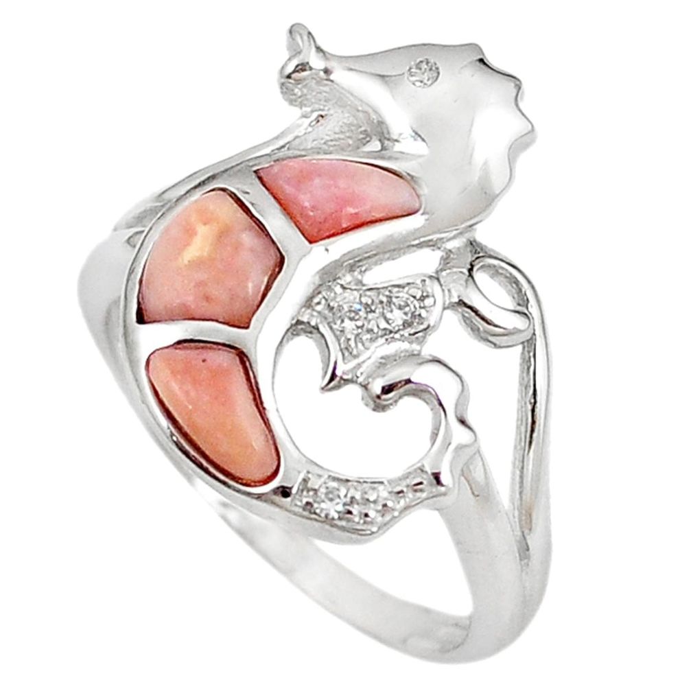 Natural pink opal topaz 925 sterling silver ring jewelry size 7.5 a59105