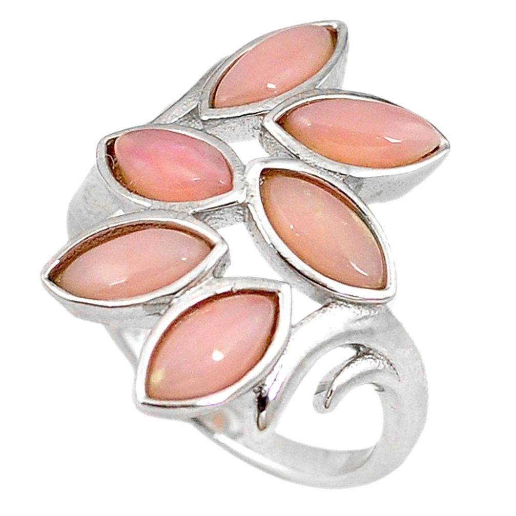 925 sterling silver natural pink opal marquise ring jewelry size 7.5 a59137