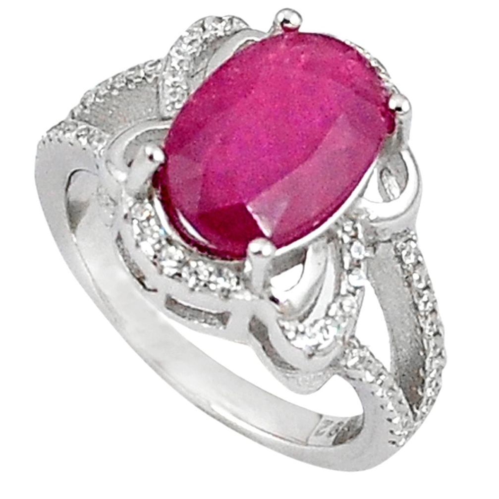 Natural red ruby topaz 925 sterling silver ring jewelry size 6 a59690