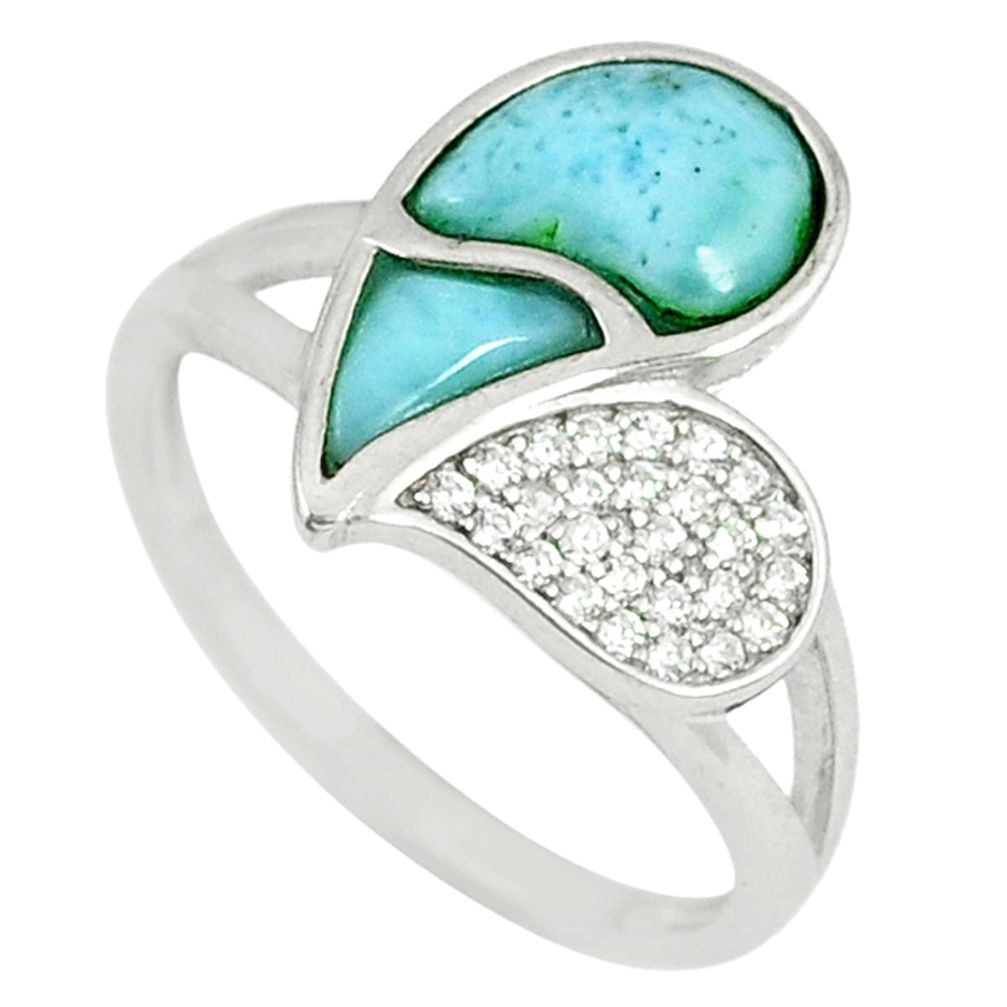 925 sterling silver natural blue larimar topaz ring jewelry size 9 a60684