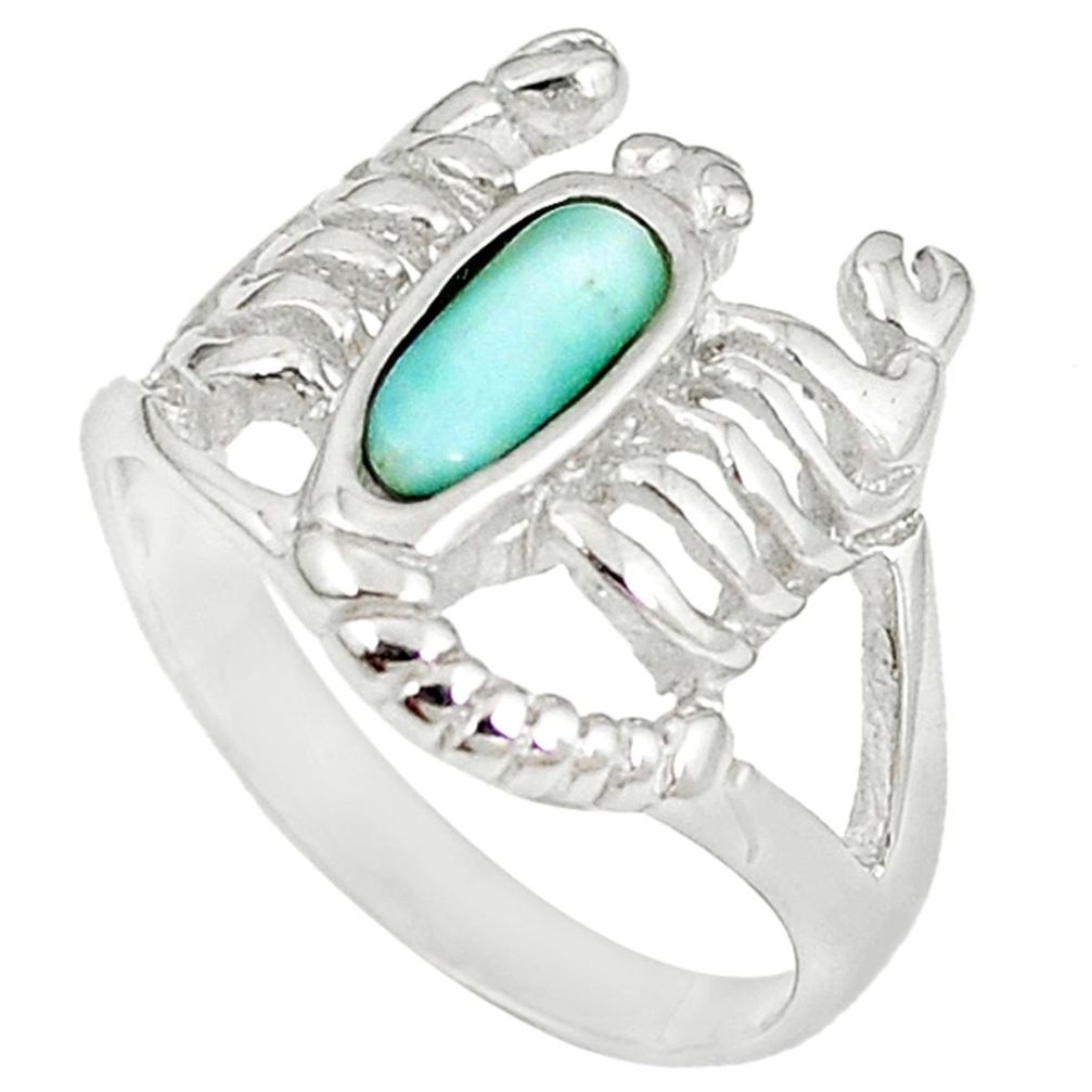 925 sterling silver natural blue larimar scorpion charm ring size 8 a60713